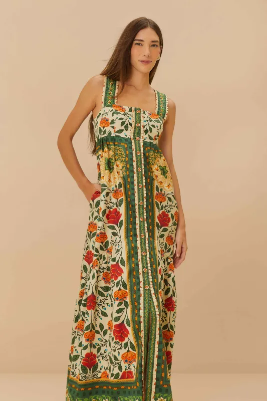 Sand Garden Tapestry Back Bow Maxi Dress sold by FARM Rio