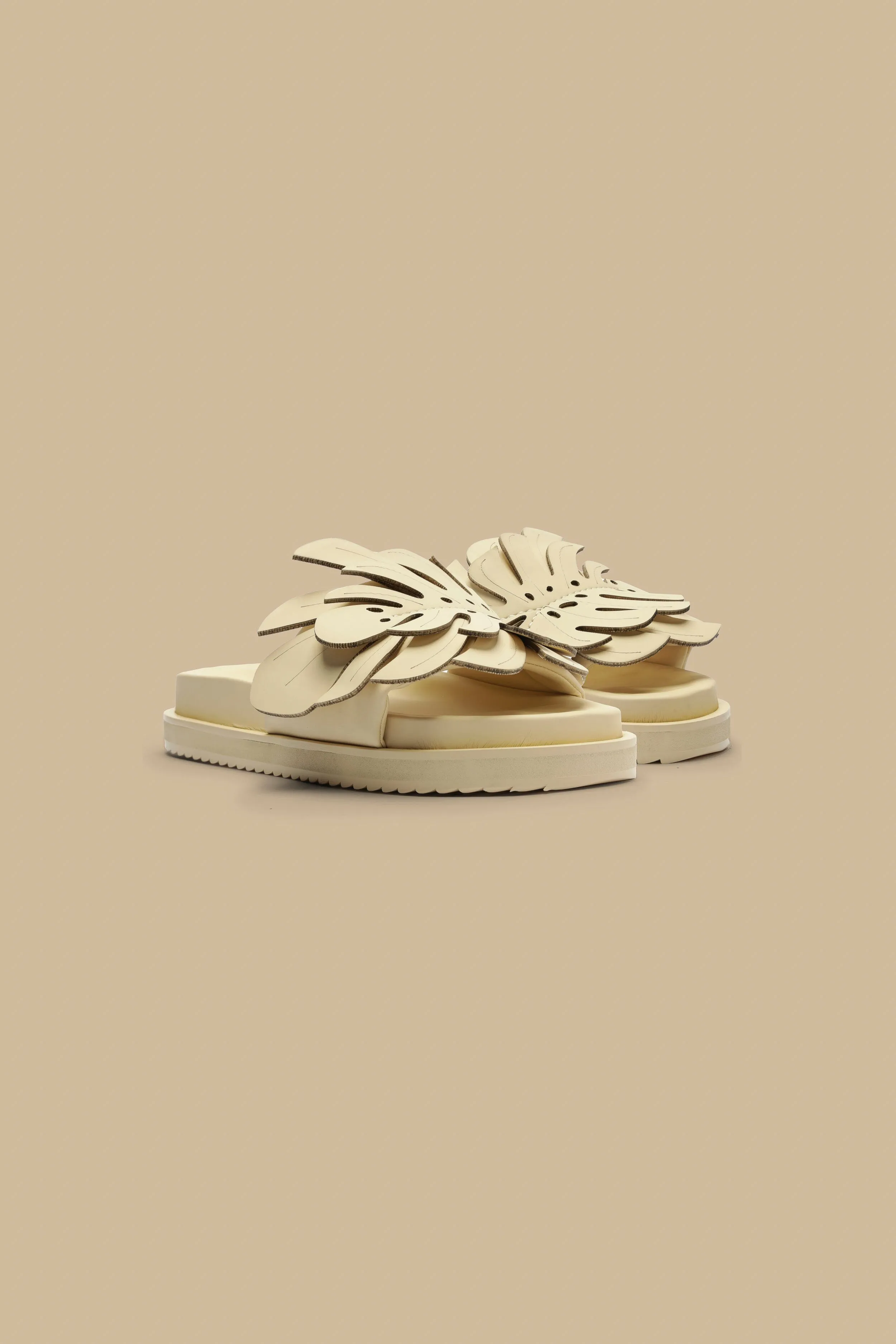 Ivory Monstera Slide Sandal sold by FARM Rio