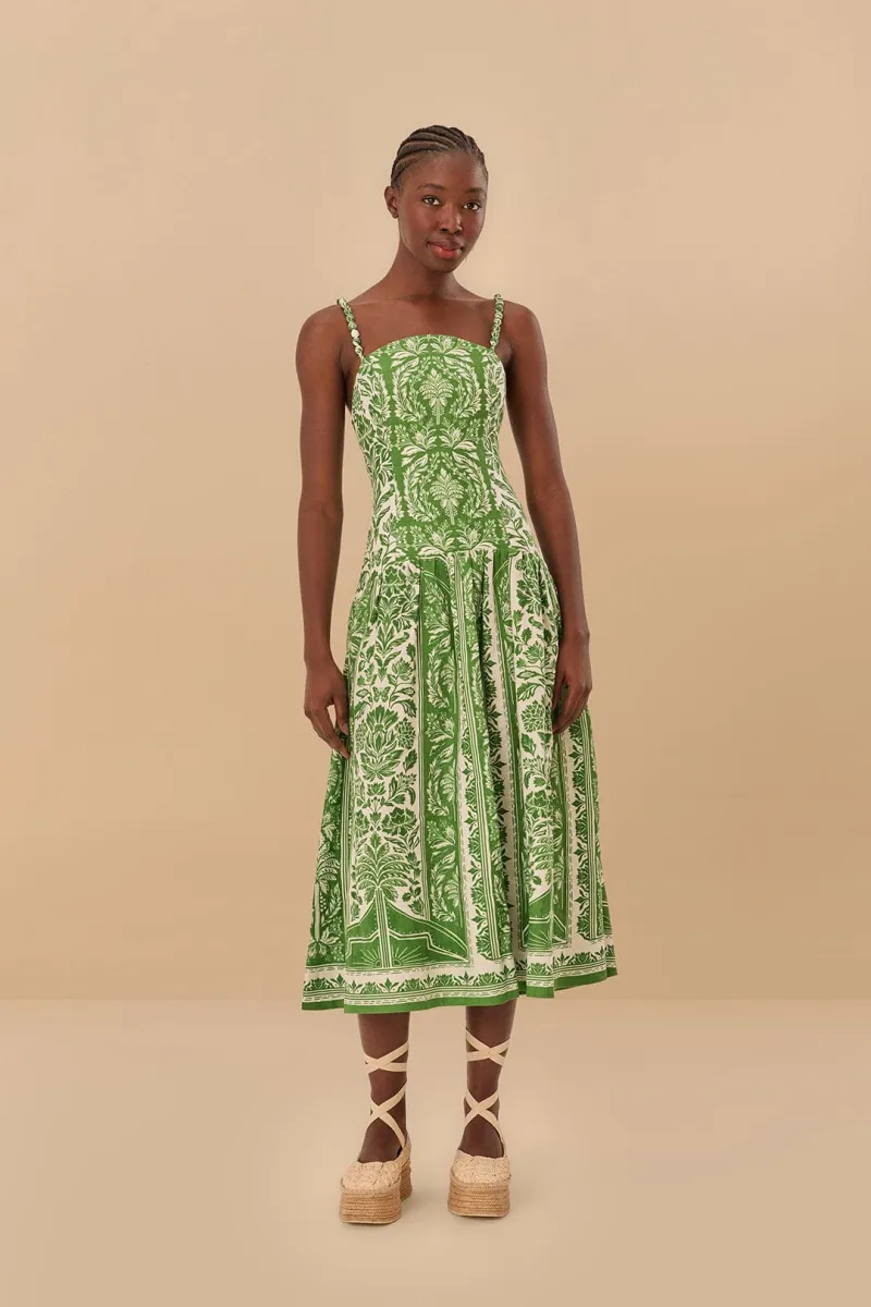 Green Delicate Tapestry Euroflax™ Premium Linen Midi Dress sold by FARM Rio