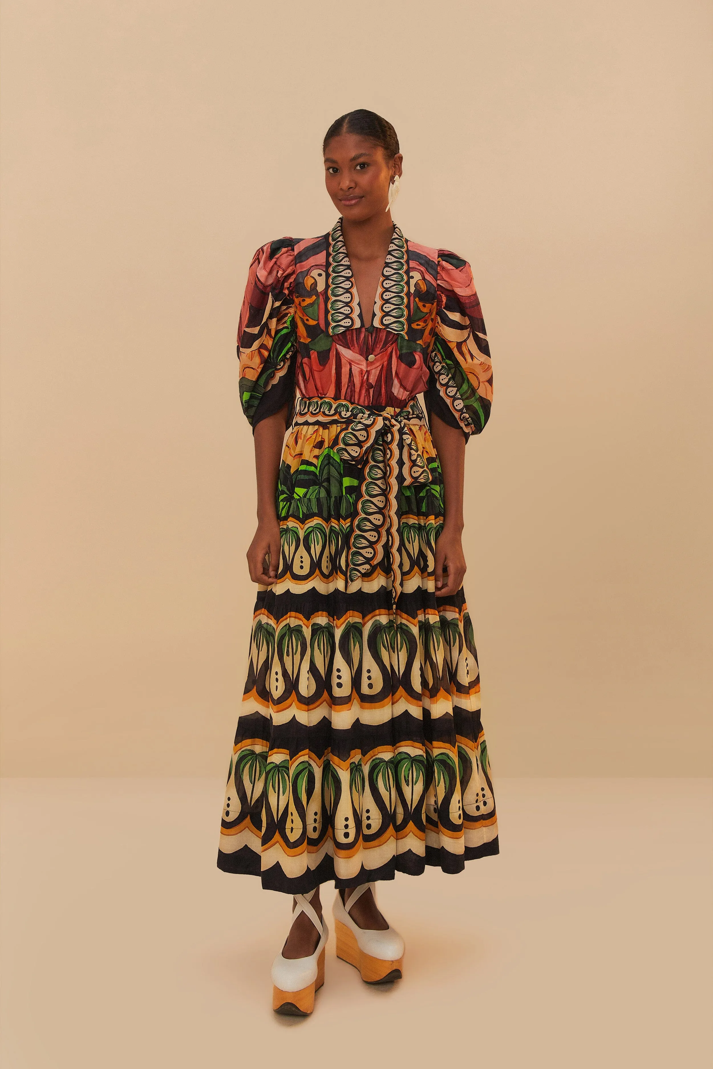 Black Coconut Tree Flow Maxi Dress sold by FARM Rio