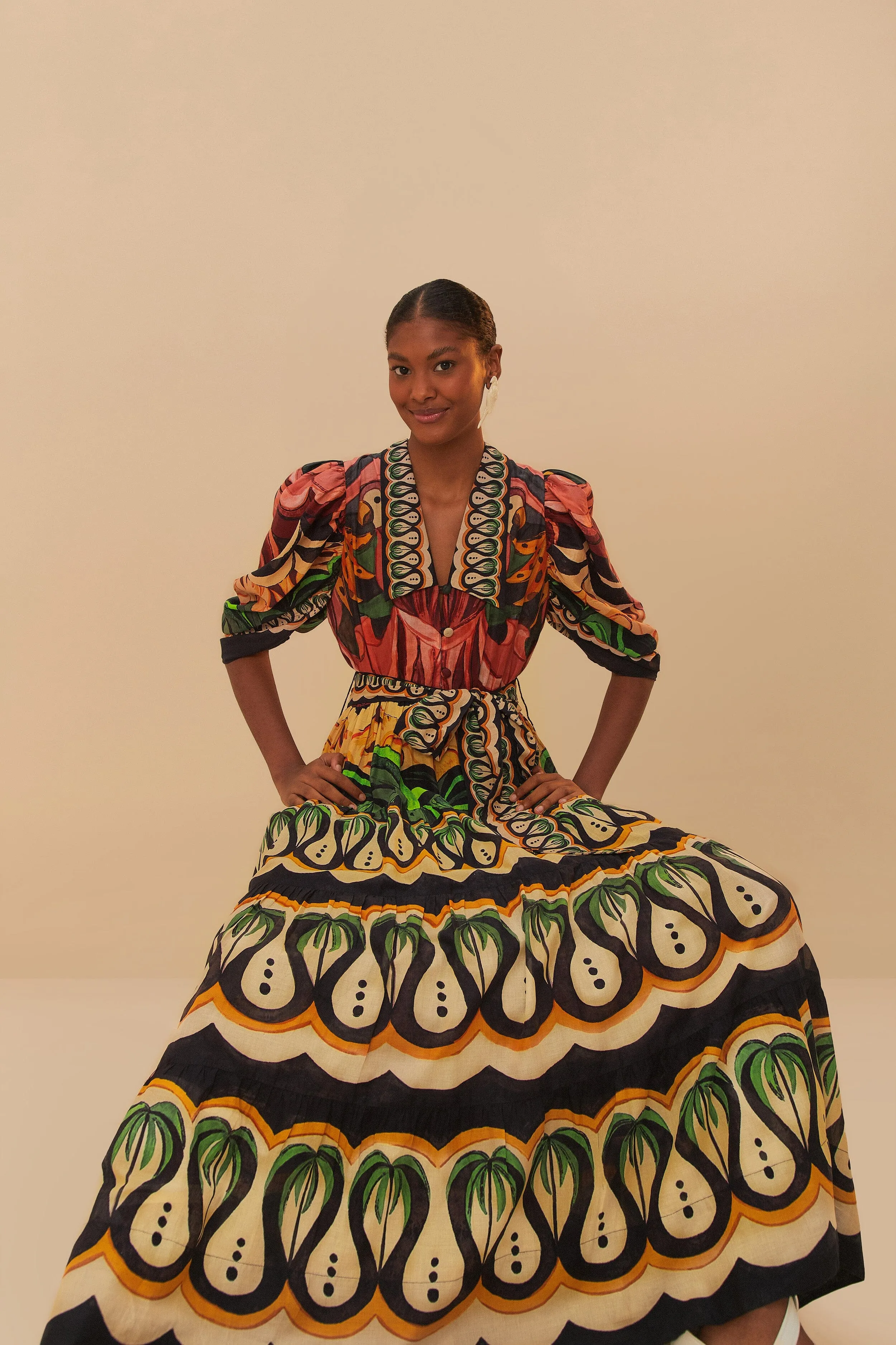 Black Coconut Tree Flow Maxi Dress sold by FARM Rio product image thumbnail 2