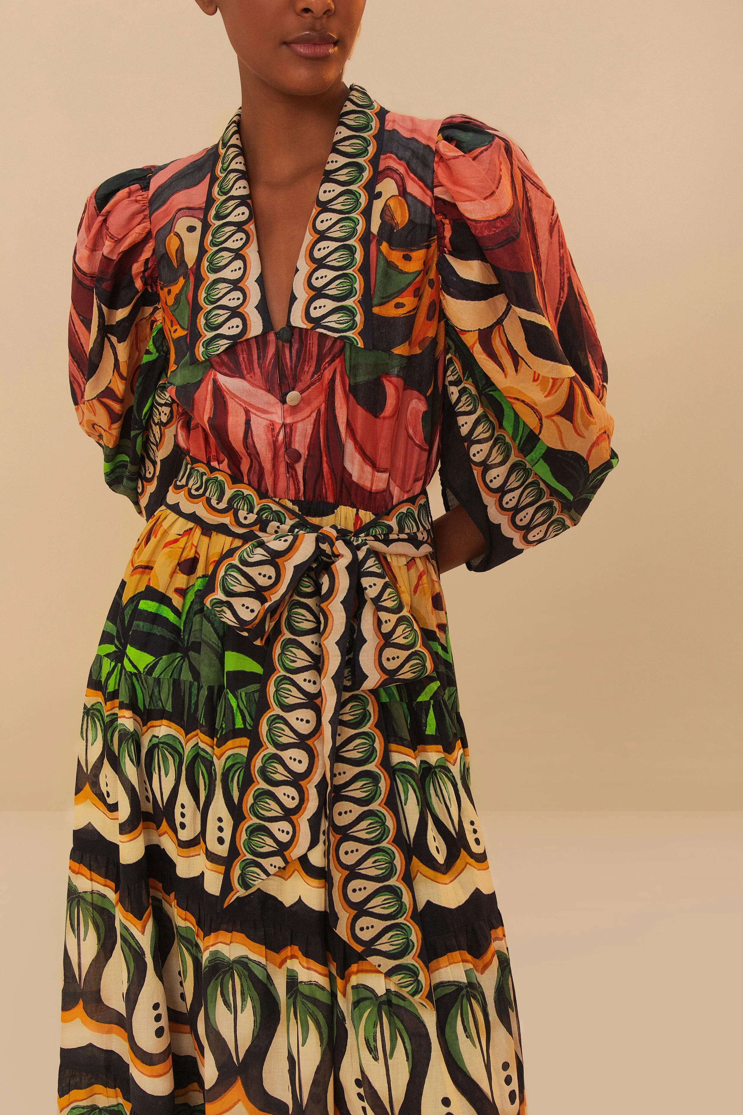 Black Coconut Tree Flow Maxi Dress sold by FARM Rio product image thumbnail 3