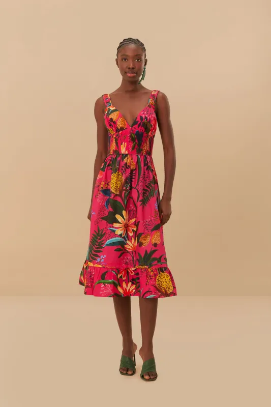 Pink Leopard Flowers Organic Cotton Midi Dress sold by FARM Rio