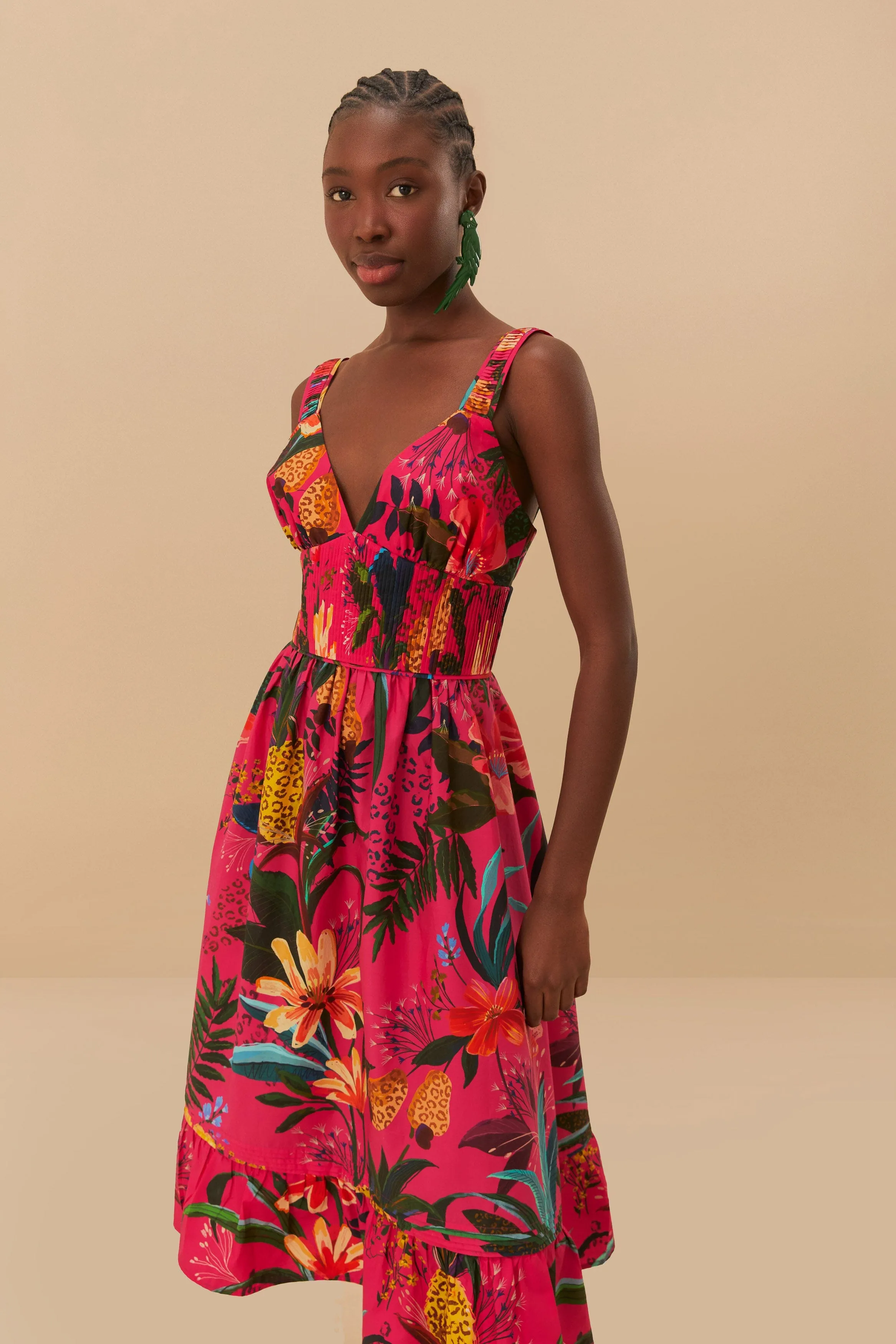 Pink Leopard Flowers Organic Cotton Midi Dress sold by FARM Rio product image thumbnail 4