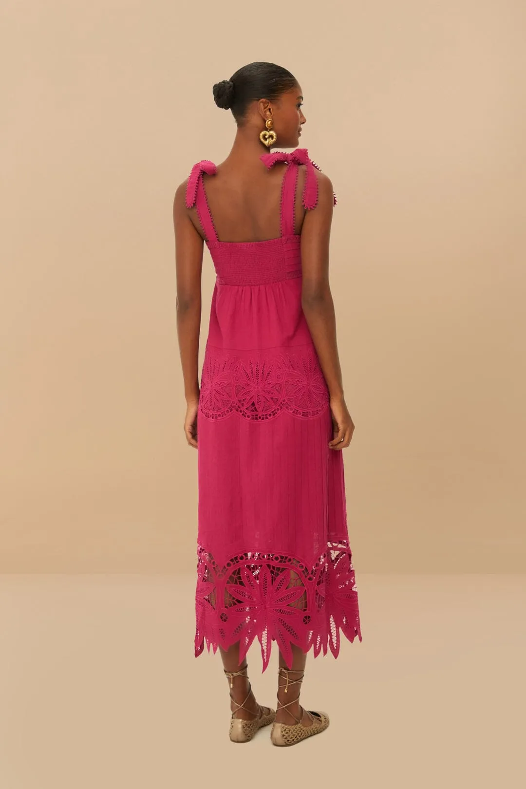 Pink Daisy Embroidered Sleeveless Midi Dress sold by FARM Rio product image thumbnail 4