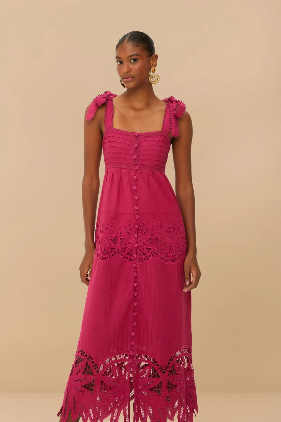 Pink Daisy Embroidered Sleeveless Midi Dress sold by FARM Rio product image thumbnail 2
