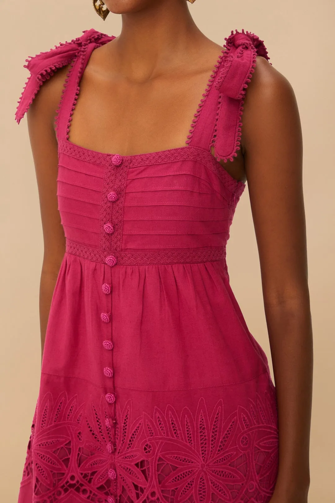 Pink Daisy Embroidered Sleeveless Midi Dress sold by FARM Rio product image thumbnail 3