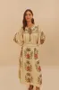 Sand Tropical Flower Embroidered LENZING™ ECOVERO™ Euroflax™ Maxi Skirt sold by FARM Rio