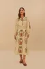 Sand Tropical Flower Embroidered LENZING™ ECOVERO™ Euroflax™ Maxi Skirt sold by FARM Rio