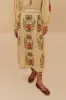 Sand Tropical Flower Embroidered LENZING™ ECOVERO™ Euroflax™ Maxi Skirt sold by FARM Rio