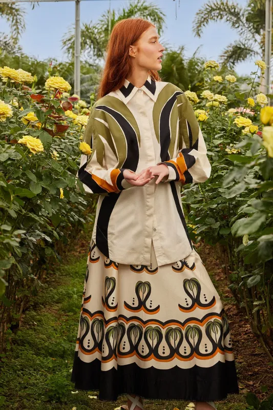 Off-White Coconut Tree Flow Skirt sold by FARM Rio