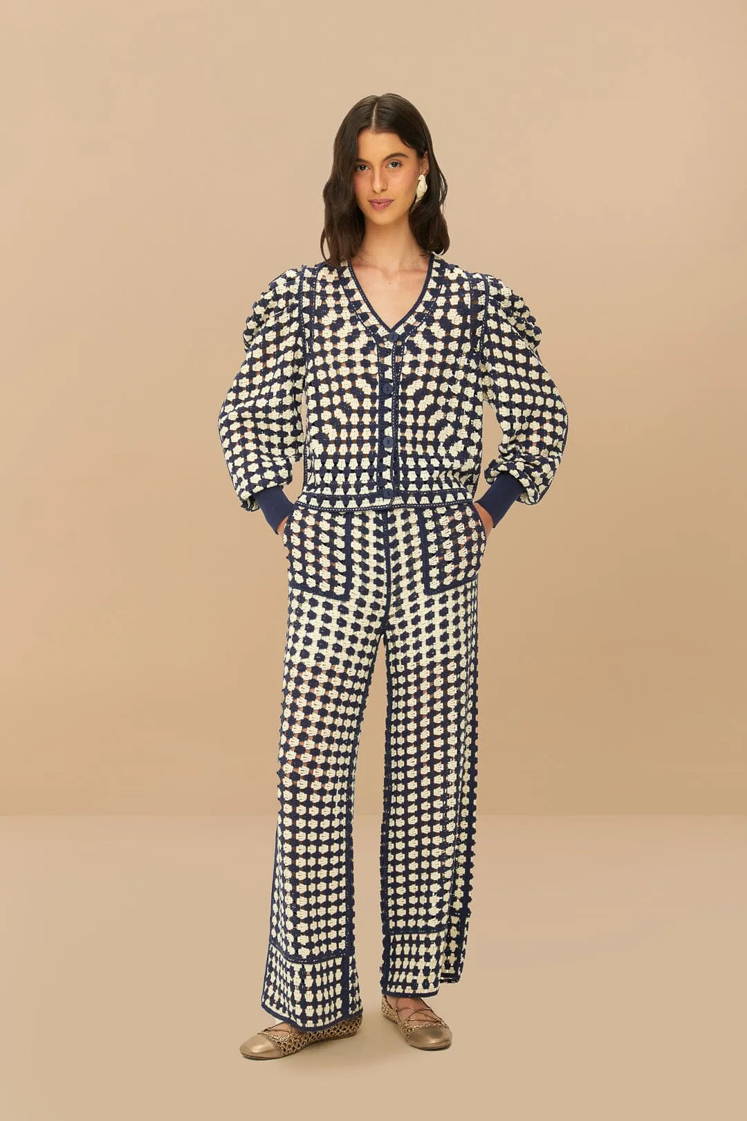 Blue & White Crochet Pants sold by FARM Rio product image thumbnail 2