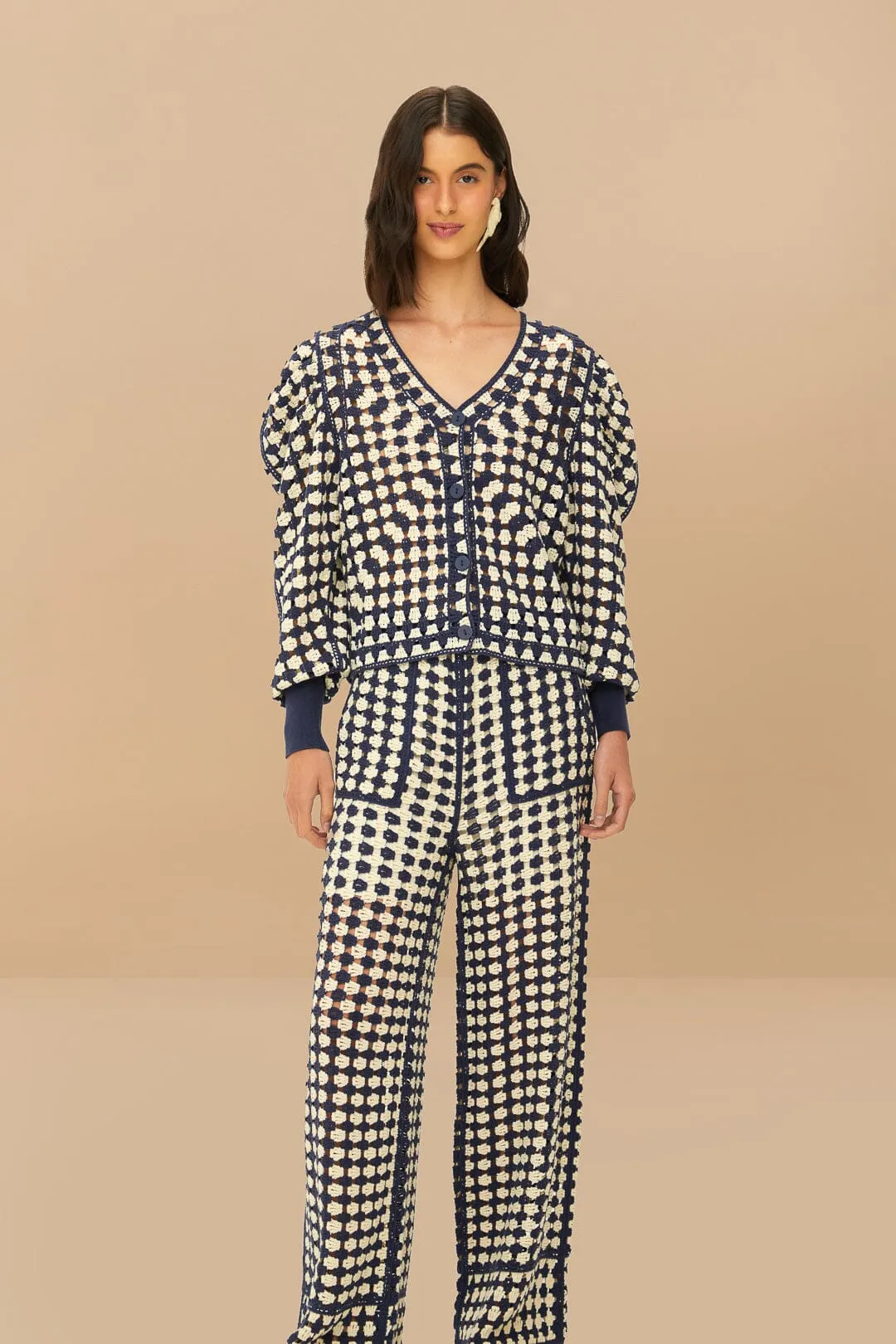 Blue & White Crochet Pants sold by FARM Rio