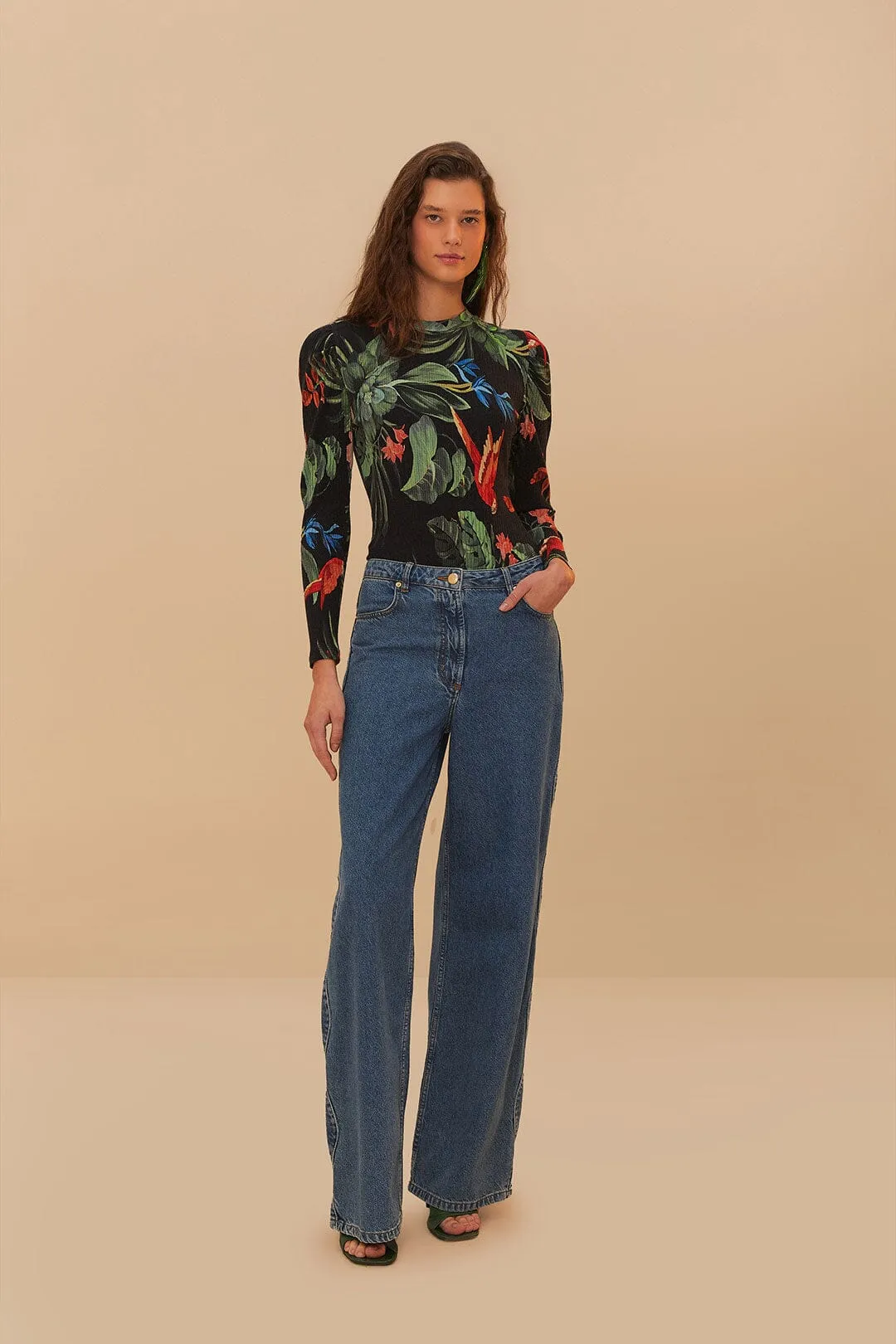 Black Midnight Macaw Fiesta Bodysuit sold by FARM Rio product image thumbnail 2