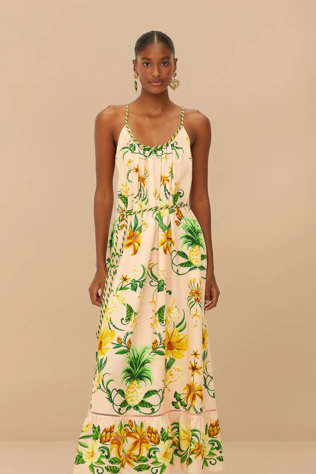 Pink Botanical Beauty LENZING™ ECOVERO™ Euroflax™ Maxi Dress sold by FARM Rio product image thumbnail 2