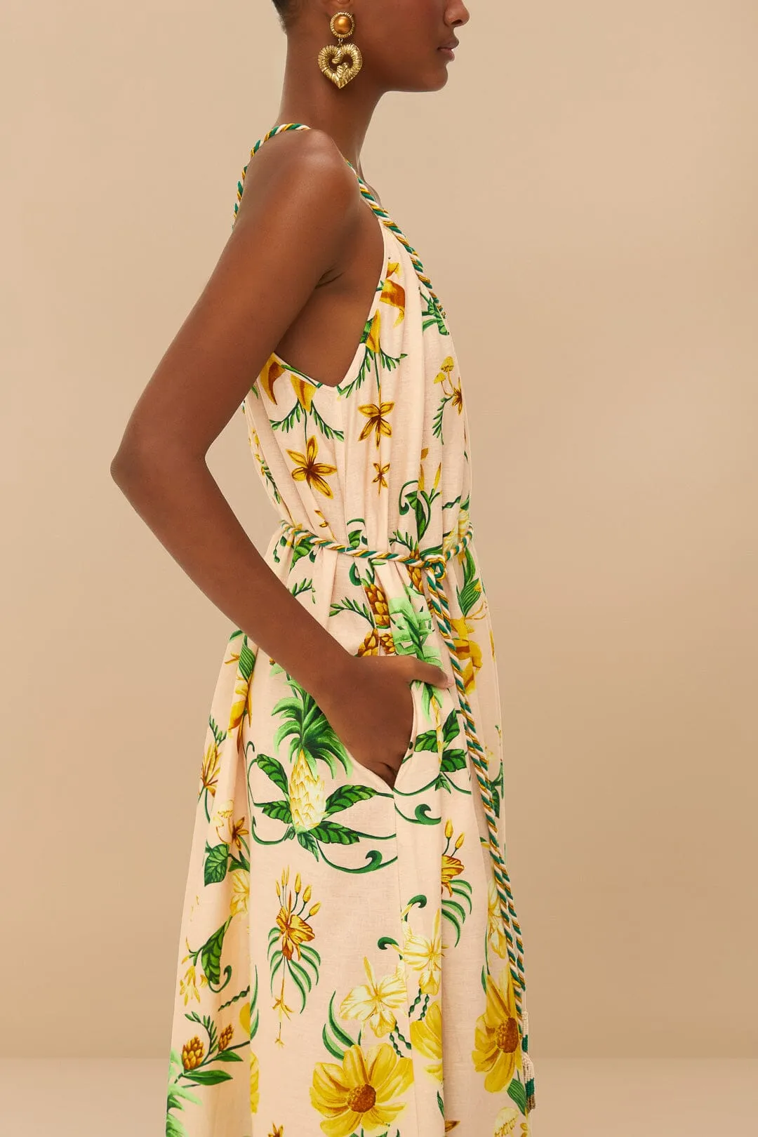 Pink Botanical Beauty LENZING™ ECOVERO™ Euroflax™ Maxi Dress sold by FARM Rio product image thumbnail 3