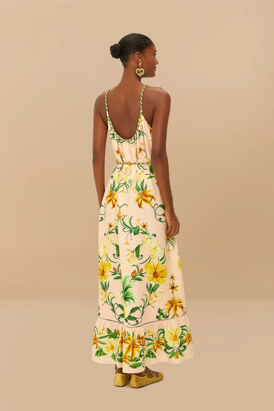 Pink Botanical Beauty LENZING™ ECOVERO™ Euroflax™ Maxi Dress sold by FARM Rio product image thumbnail 4