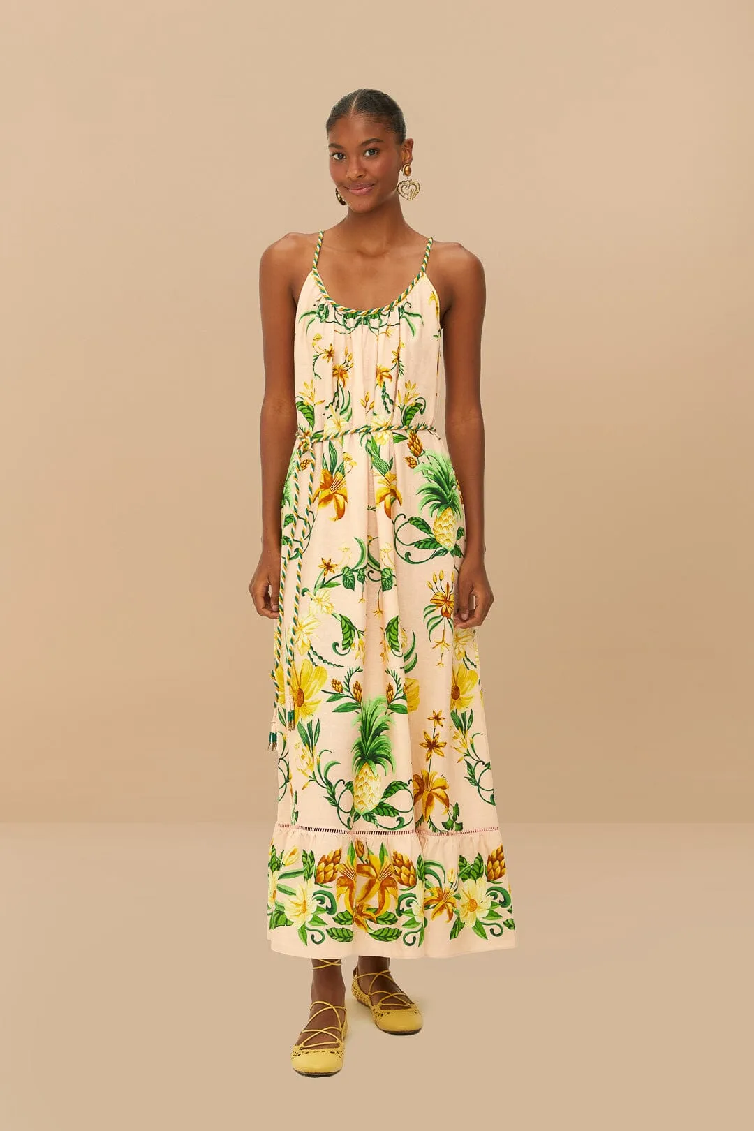 Pink Botanical Beauty LENZING™ ECOVERO™ Euroflax™ Maxi Dress sold by FARM Rio