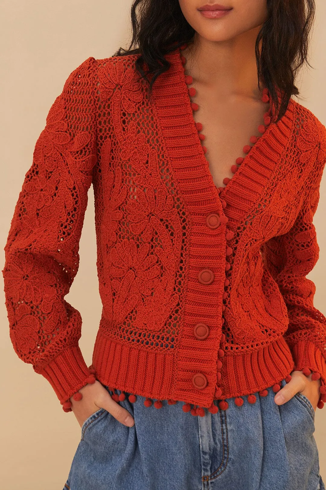 Orange Floral Knit Cardigan sold by FARM Rio product image thumbnail 2
