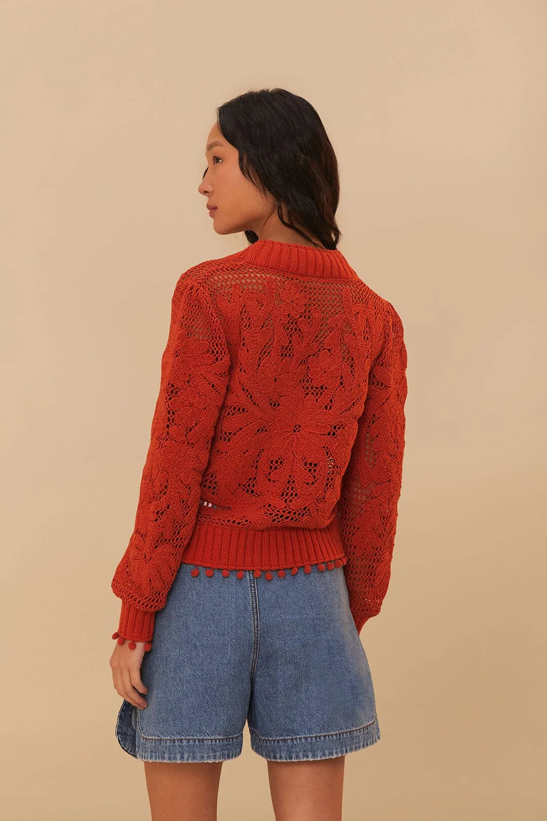 Orange Floral Knit Cardigan sold by FARM Rio product image thumbnail 3