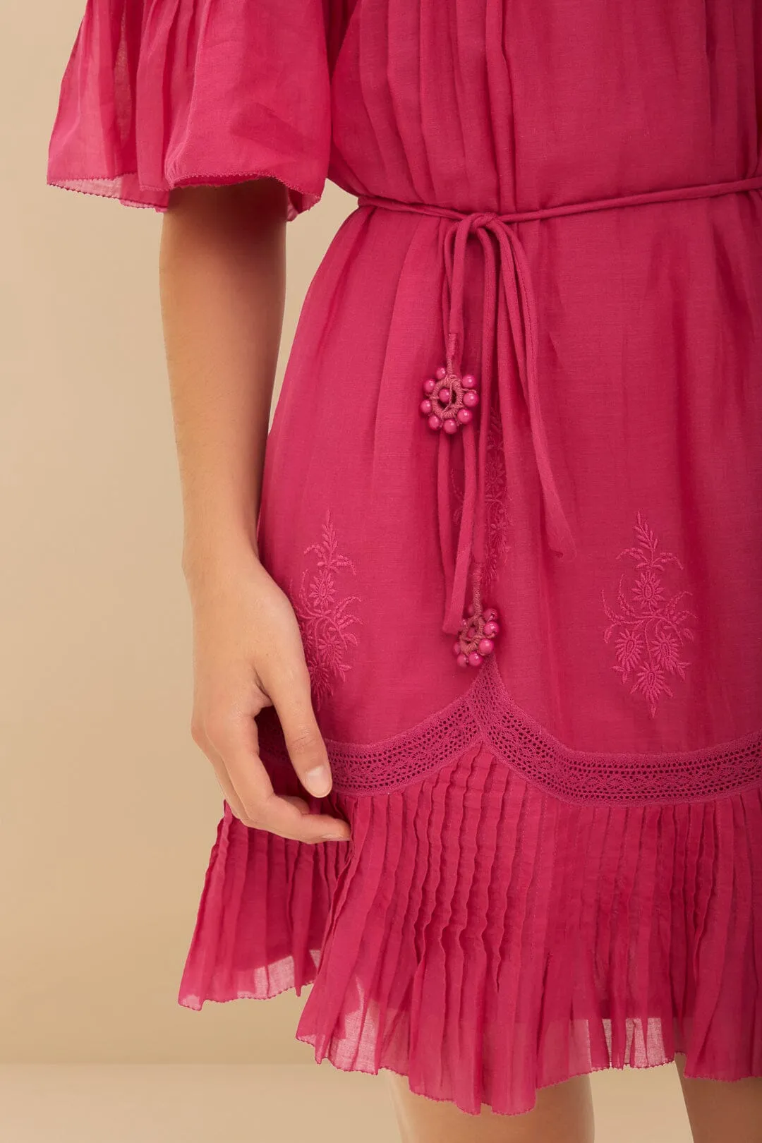 Pink Short Sleeve Ruched Mini Dress sold by FARM Rio product image thumbnail 3