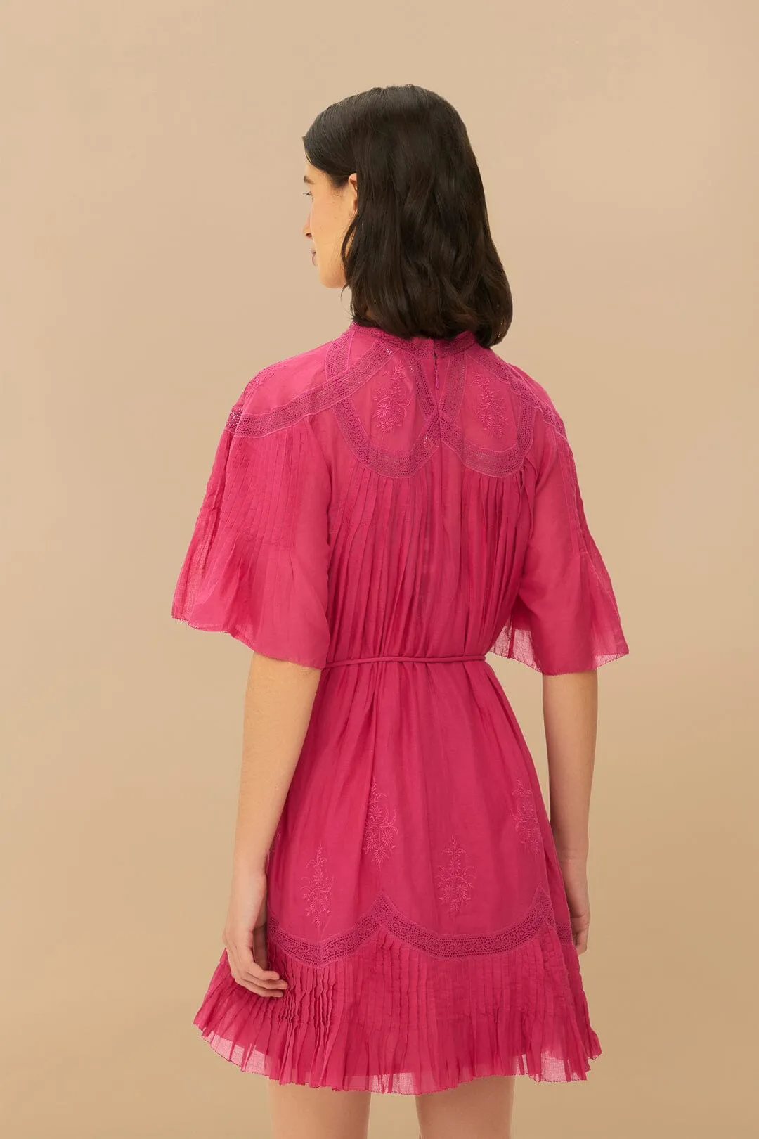 Pink Short Sleeve Ruched Mini Dress sold by FARM Rio product image thumbnail 4