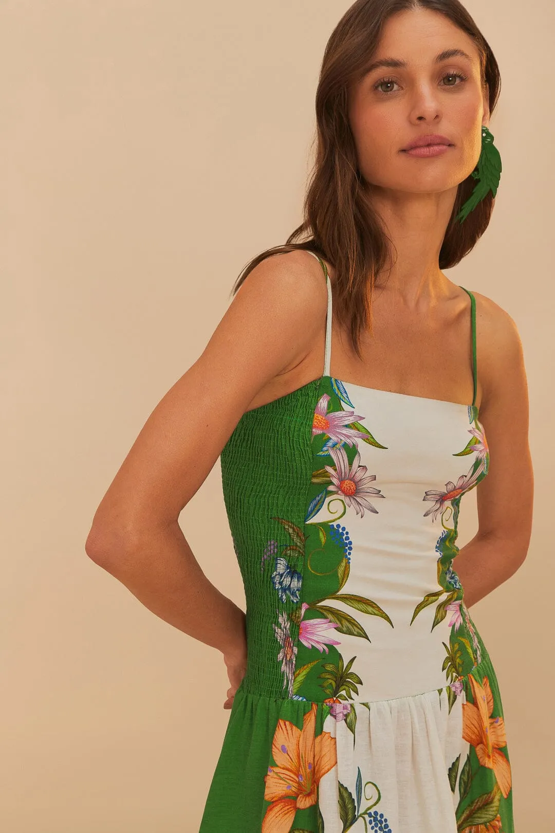 Off-White Sweet Bloom Dreamscape LENZING™ ECOVERO™ Euroflax™ Midi Dress sold by FARM Rio product image thumbnail 2