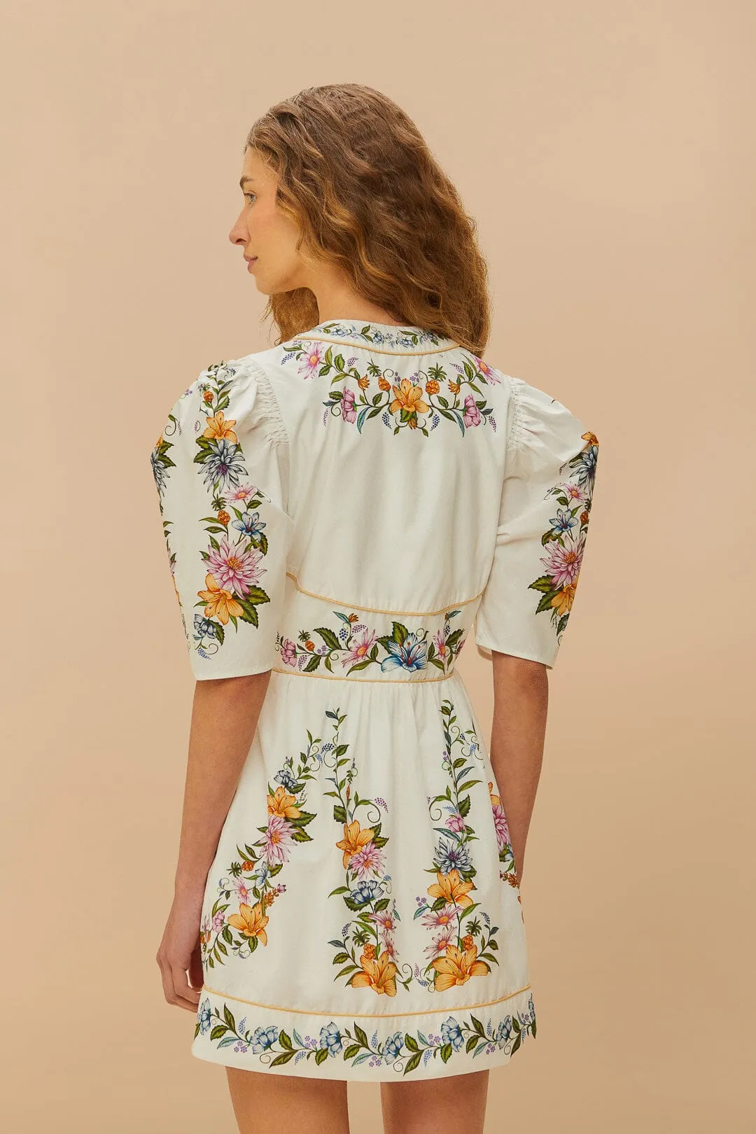 Off-White Sweet Bloom Dreamscape Organic Cotton Mini Dress sold by FARM Rio product image thumbnail 3