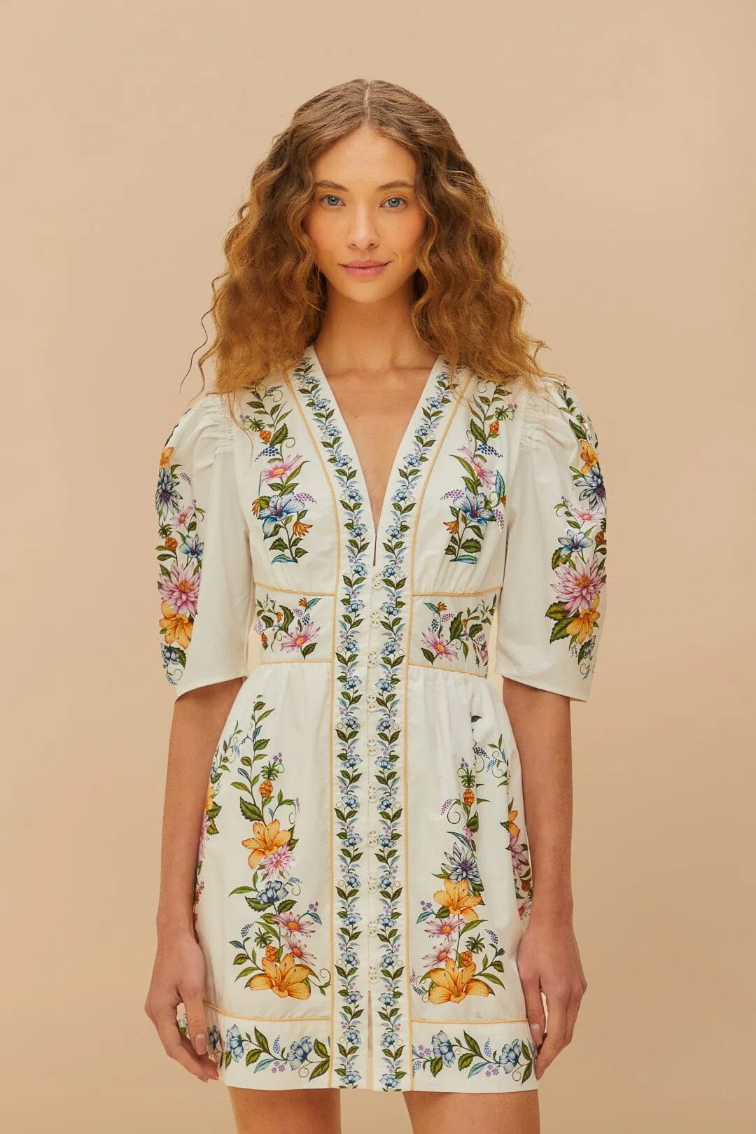 Off-White Sweet Bloom Dreamscape Organic Cotton Mini Dress sold by FARM Rio