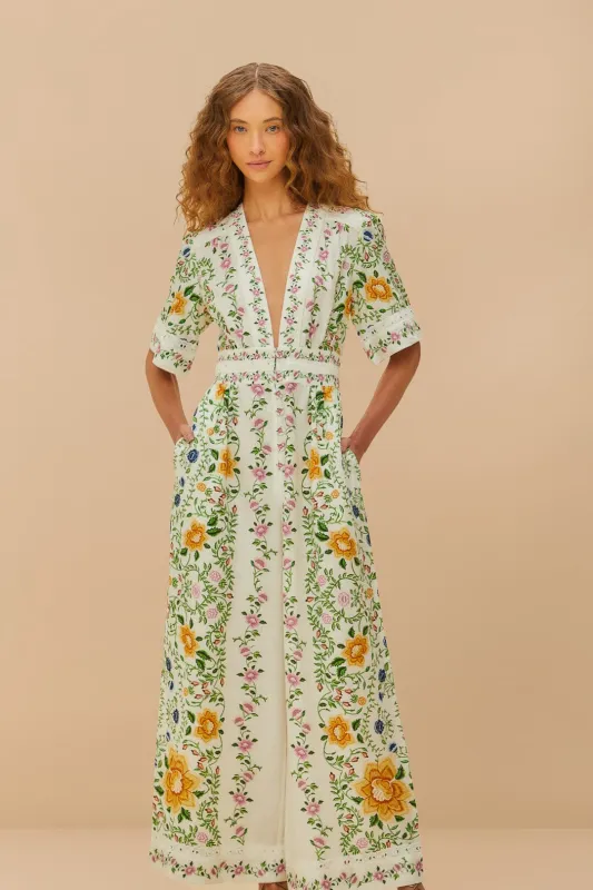 Off-White Folk Floral LENZING™ ECOVERO™ Euroflax™ Jumpsuit sold by FARM Rio