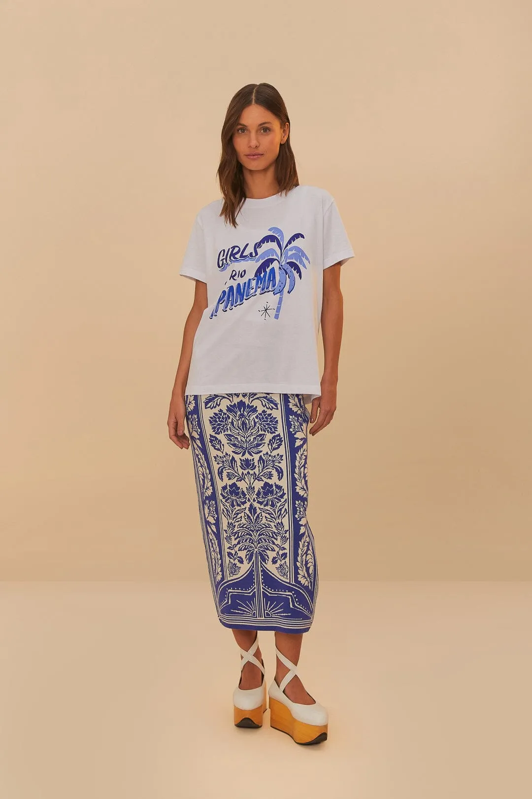 Off-White Delicate Tapestry Knit Skirt sold by FARM Rio