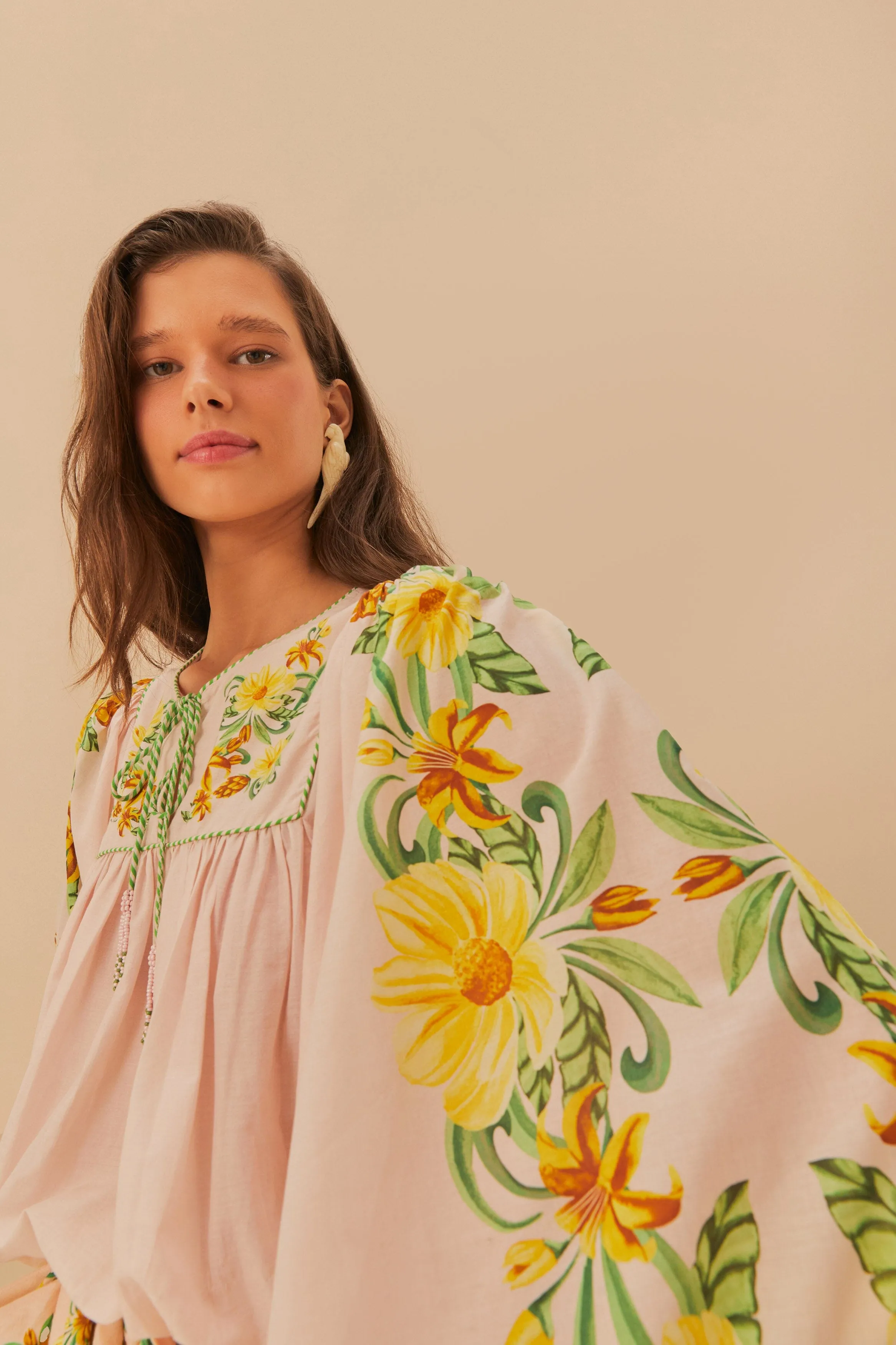 Pink Botanical Beauty Long Sleeve Blouse sold by FARM Rio product image thumbnail 3