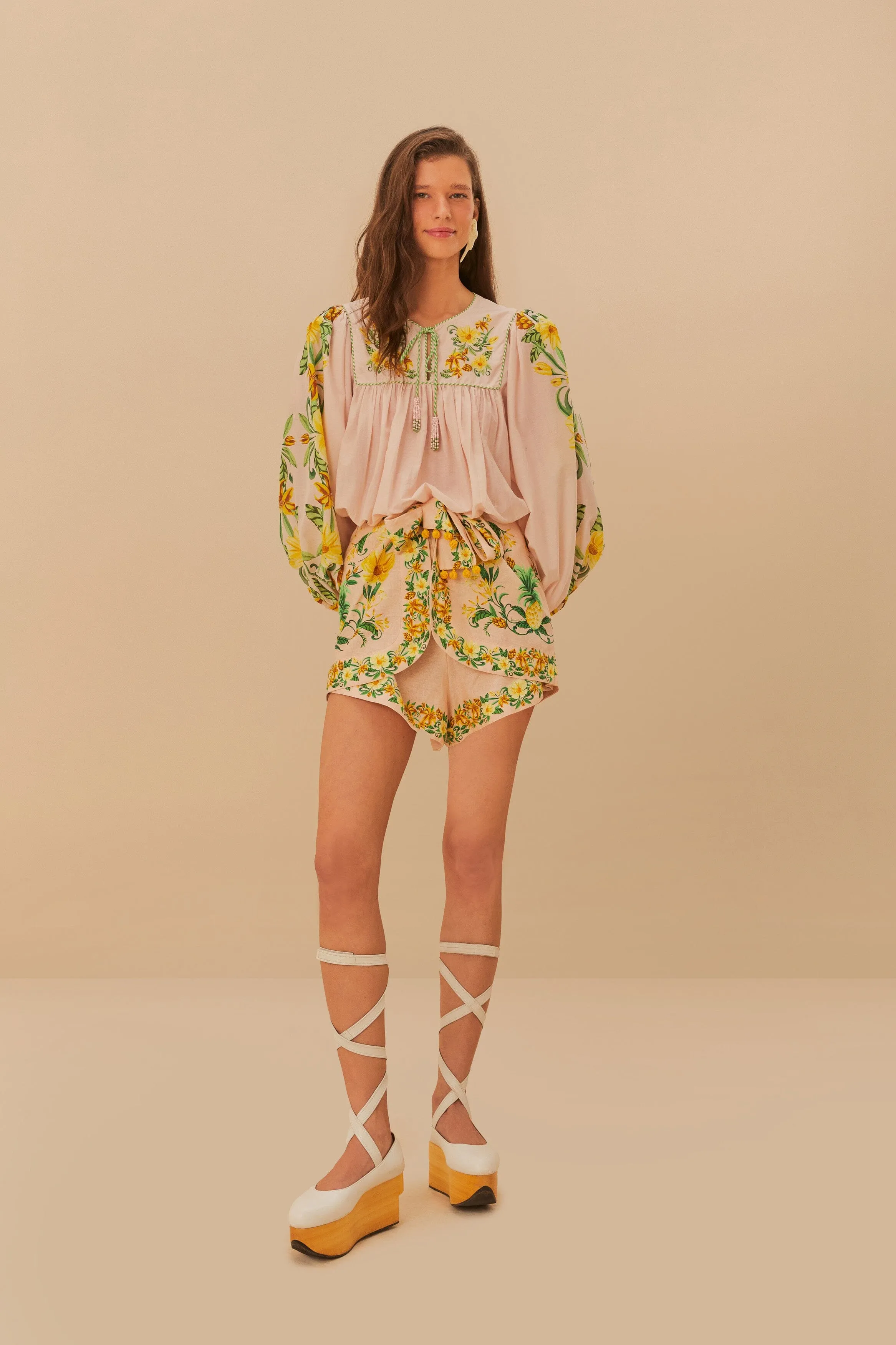 Pink Botanical Beauty Long Sleeve Blouse sold by FARM Rio product image thumbnail 2