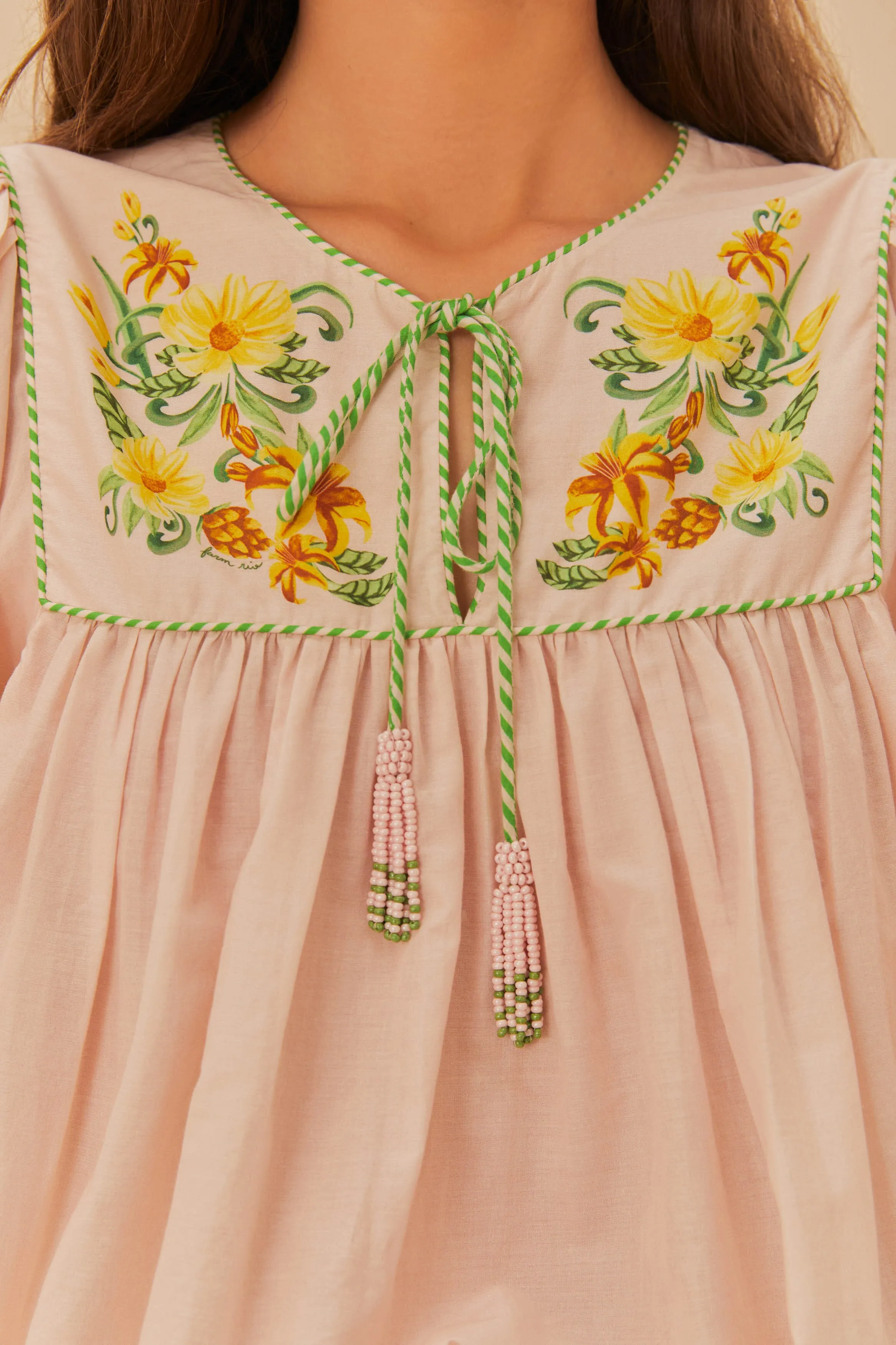 Pink Botanical Beauty Long Sleeve Blouse sold by FARM Rio product image thumbnail 4