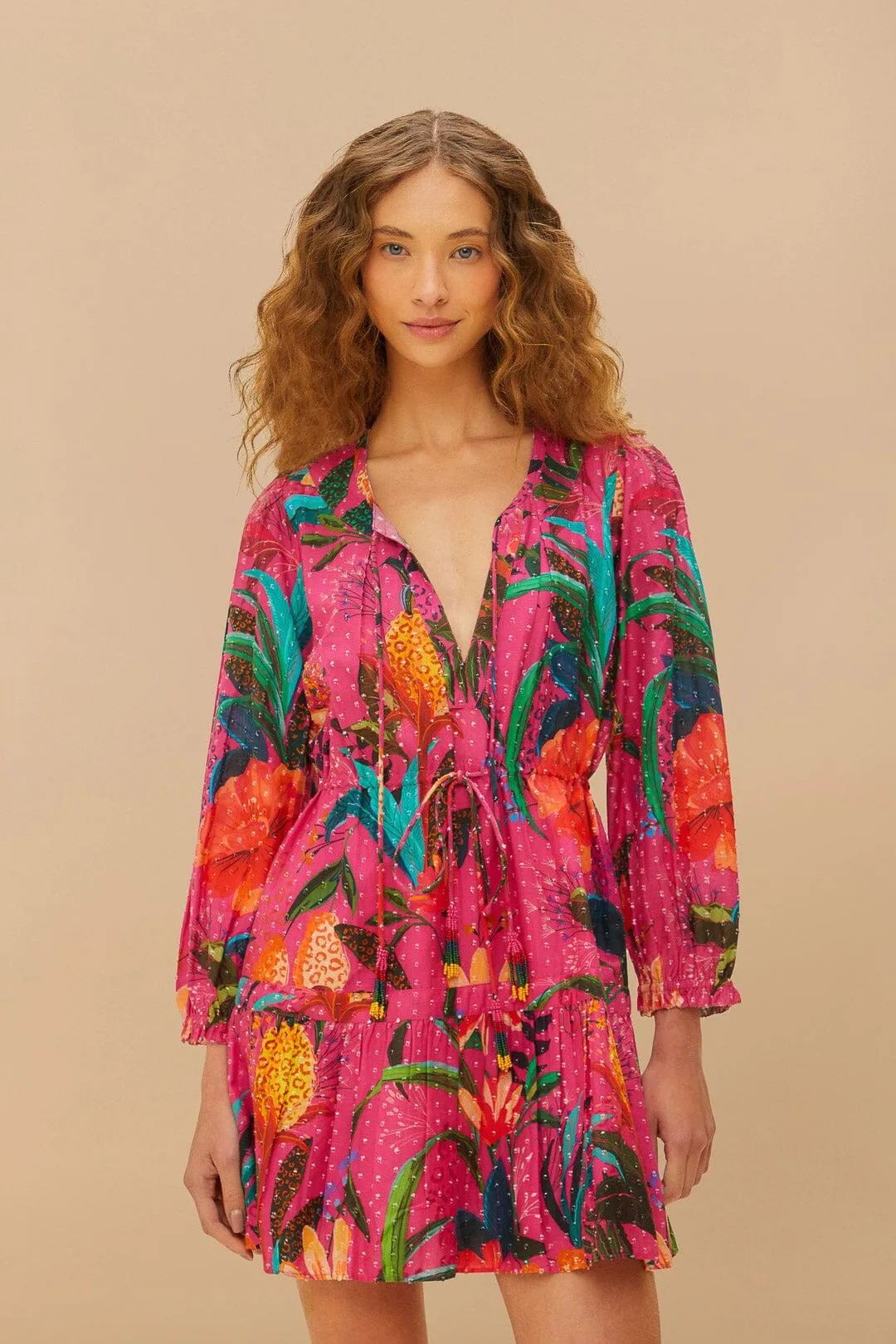 Pink Leopard Flowers Mini Dress sold by FARM Rio