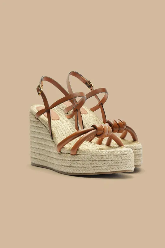 Camel Knot Wedge Sandal made by FARM Rio
