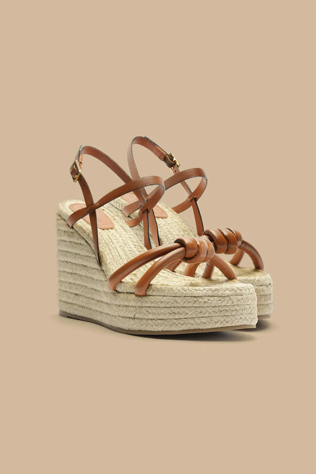 Camel Knot Wedge Sandal sold by FARM Rio