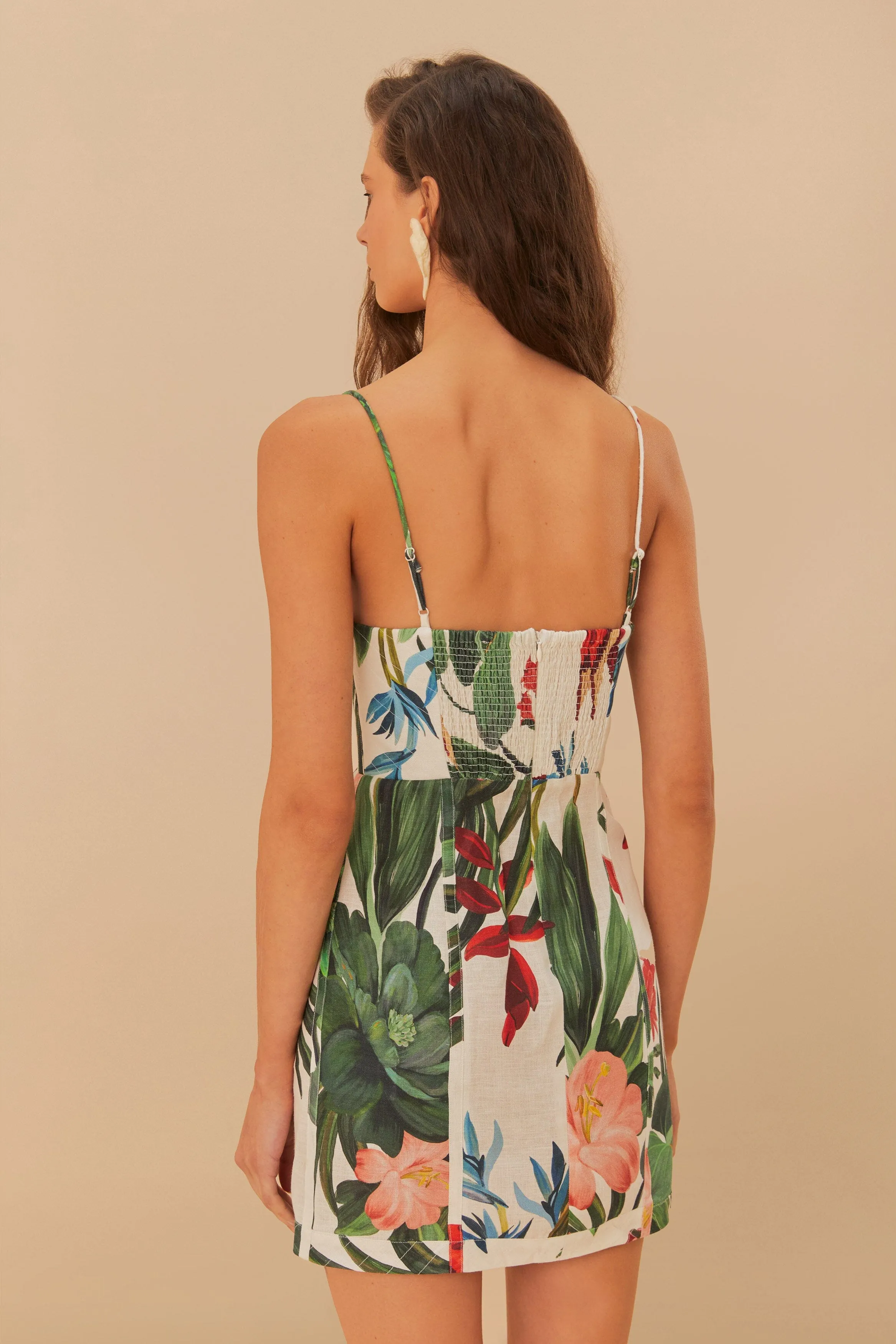 Midnight Macaw Fiesta Off-White Sleeveless Flower Mini Dress sold by FARM Rio product image thumbnail 4