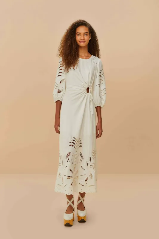 Off-White Richelieu LENZING™ ECOVERO™ Euroflax™ Midi Dress sold by FARM Rio