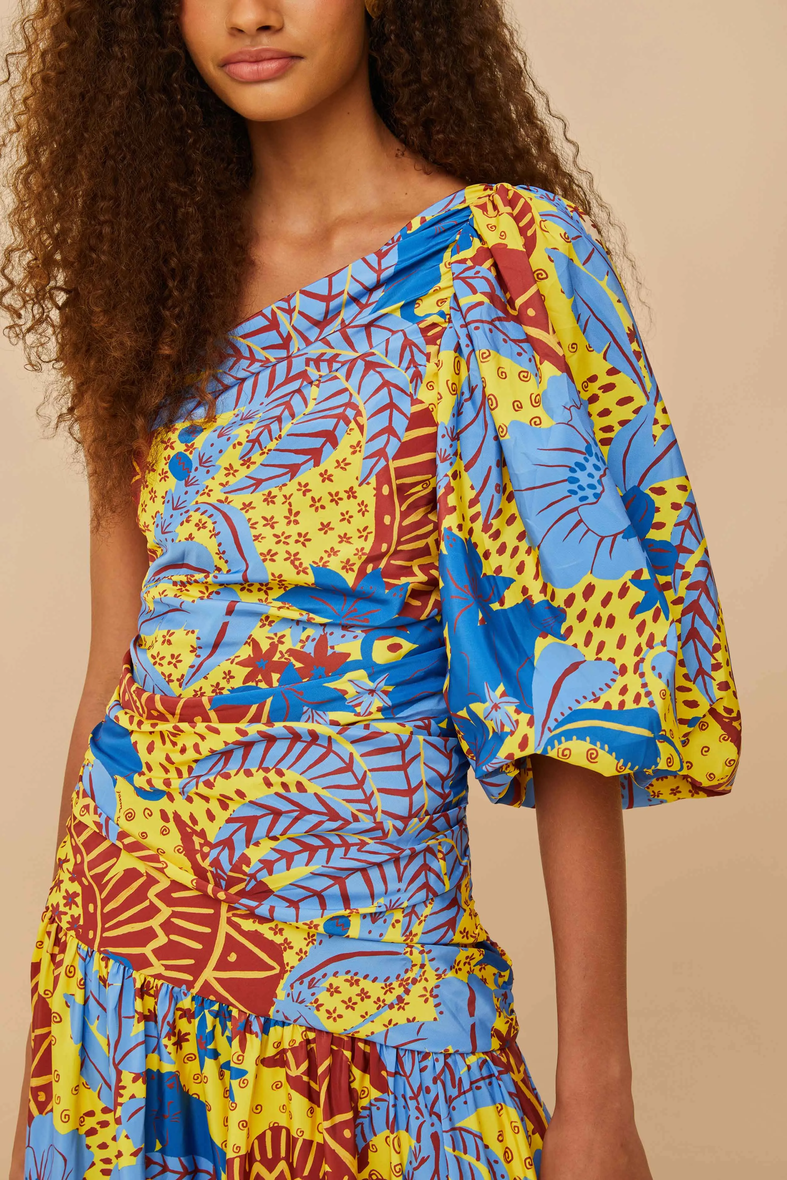 Yellow Jungle Panther One-Shoulder Midi Dress sold by FARM Rio product image thumbnail 3