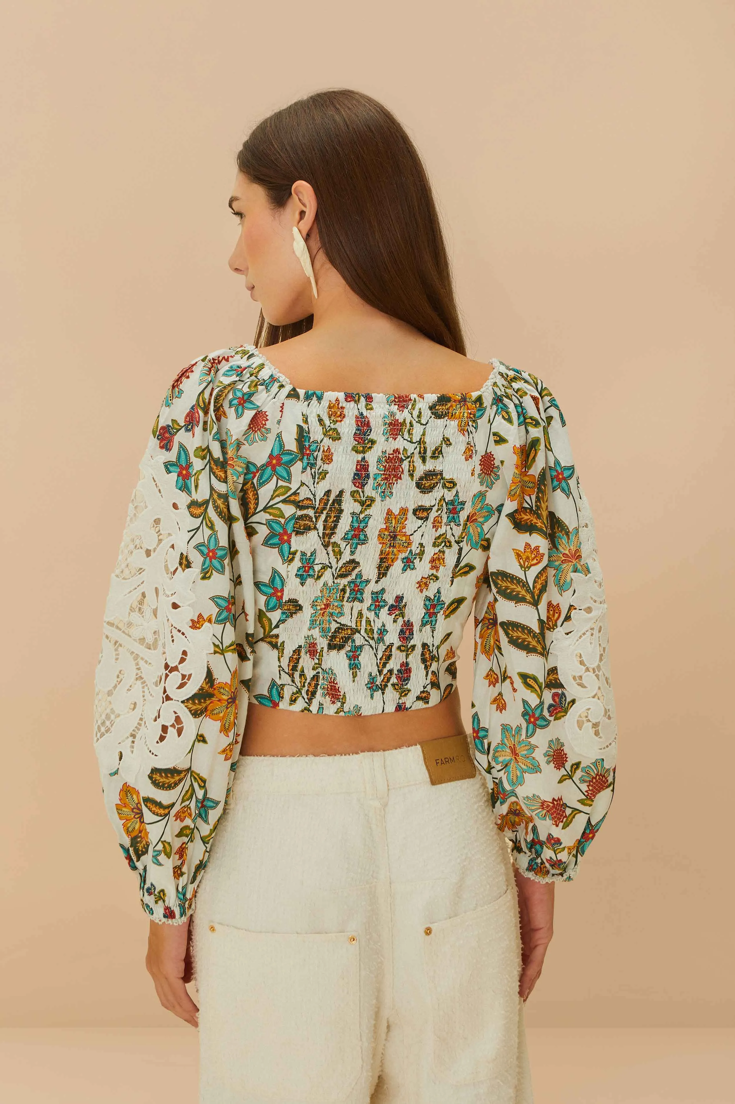 Off-White Botanicals Lace Blouse sold by FARM Rio product image thumbnail 3
