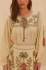 Sand Tropical Flower Embroidered LENZING™ ECOVERO™ Euroflax™ Blouse sold by FARM Rio