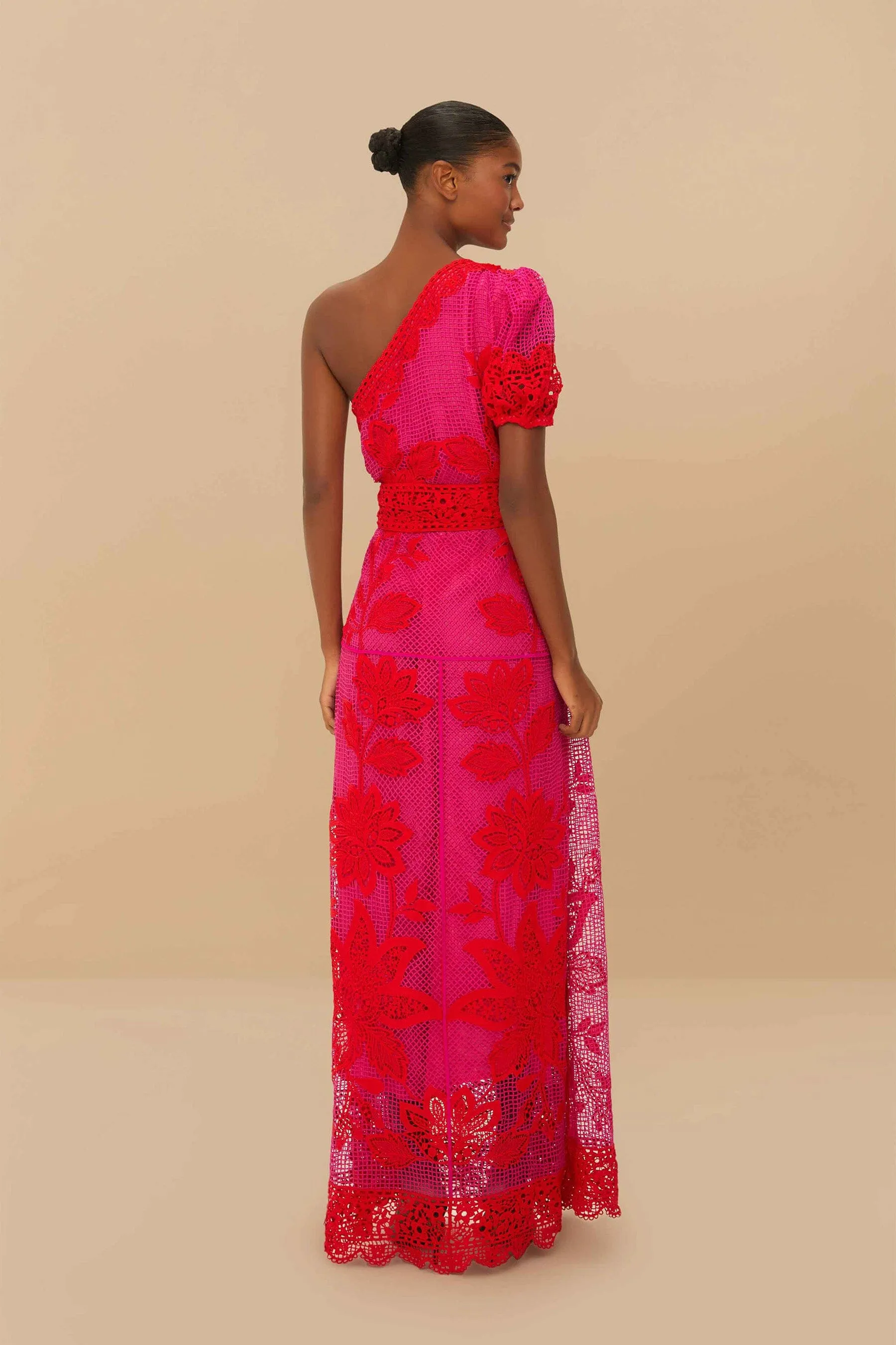 Bicolor Guipure One-Shoulder Maxi Dress sold by FARM Rio product image thumbnail 4