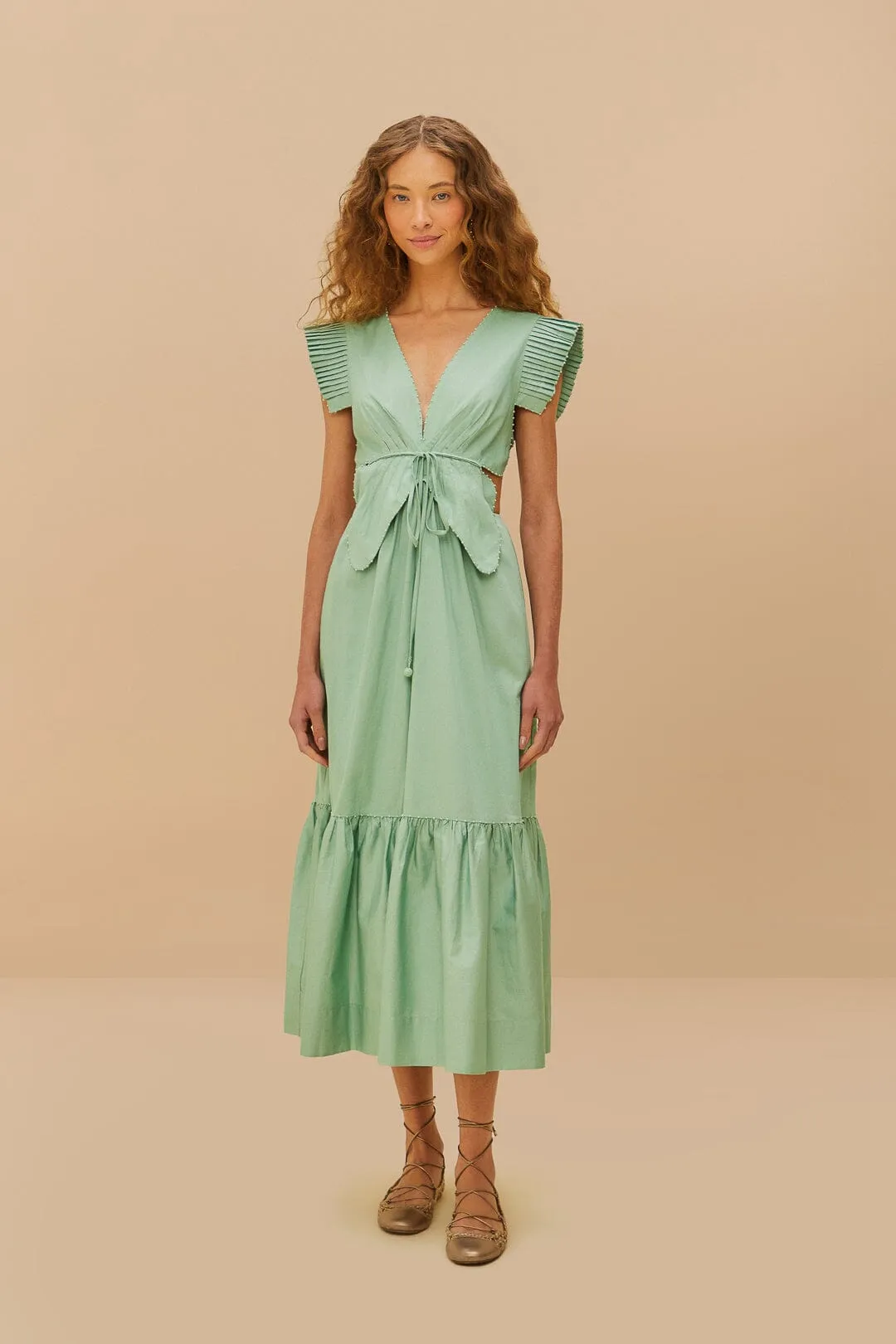 Light Green Butterfly Cut-Out Midi Dress sold by FARM Rio