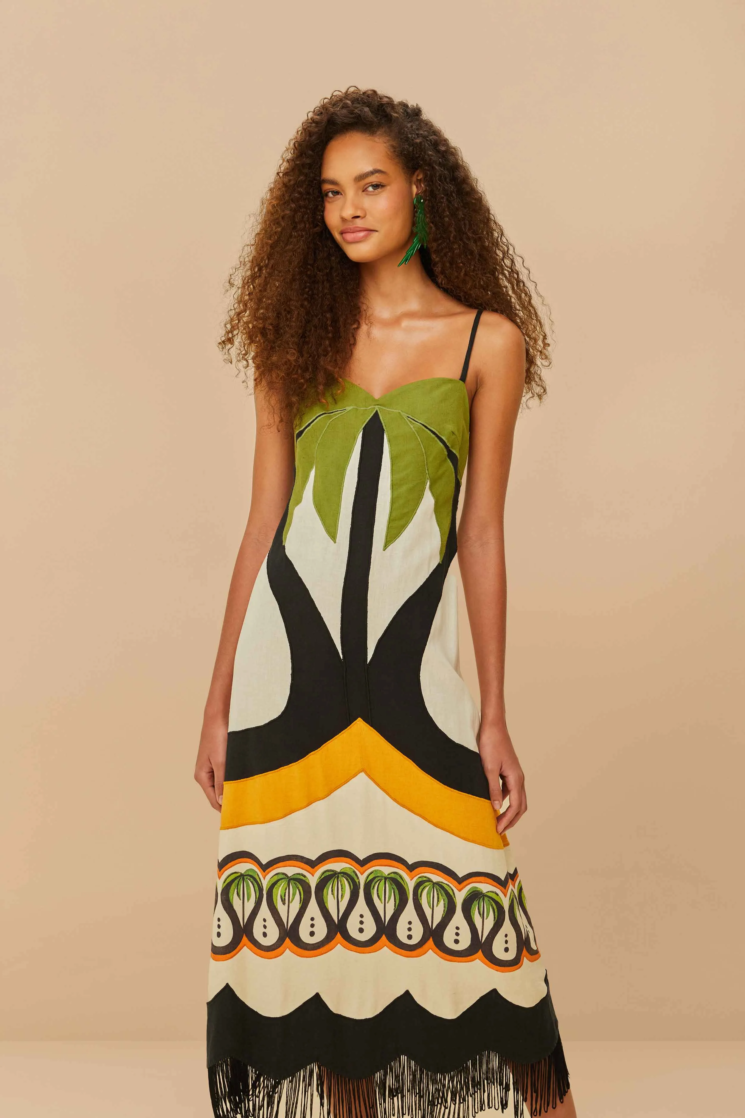 Off-White Coconut Tree Flow LENZING™ ECOVERO™ Euroflax™ Dress sold by FARM Rio product image thumbnail 2