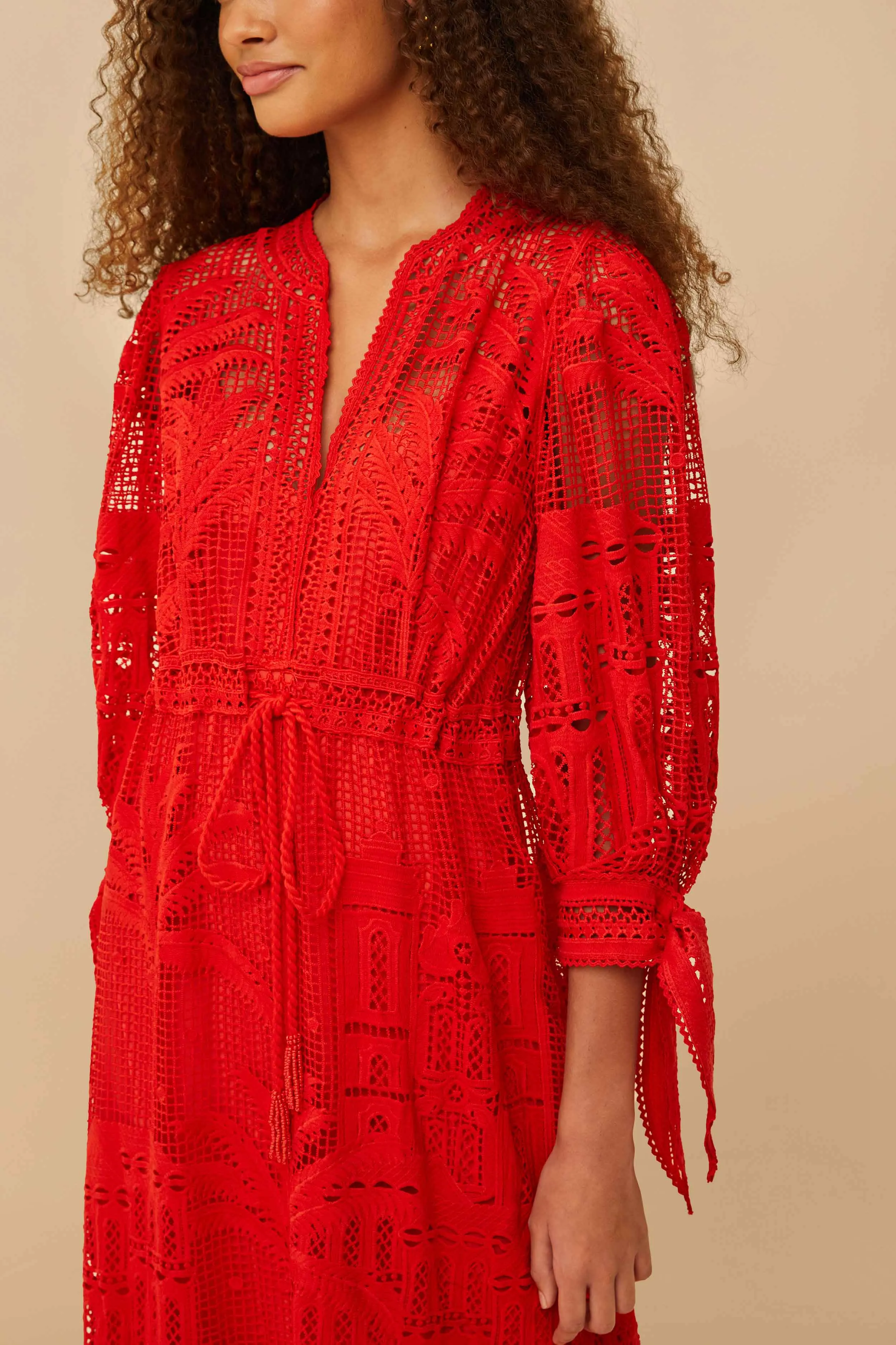 Red Morada Boa Guipure Maxi Dress sold by FARM Rio product image thumbnail 4