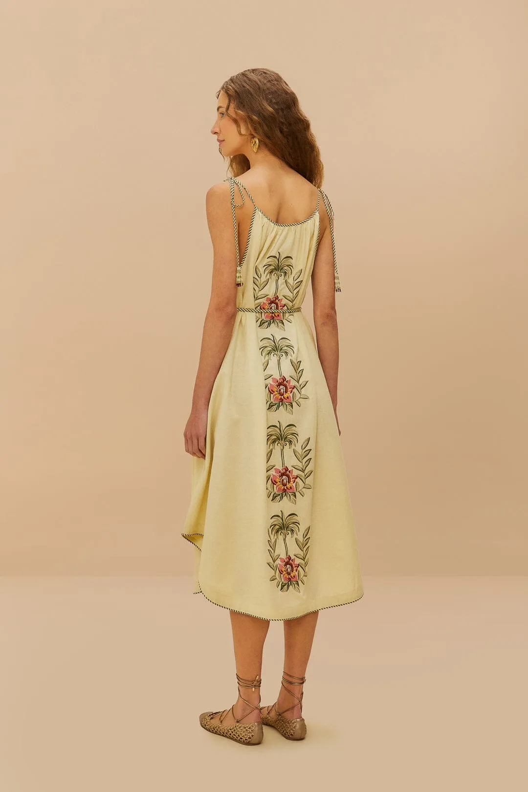 Sand Tropical Flower Embroidered LENZING™ ECOVERO™ Euroflax™ Maxi Dress sold by FARM Rio product image thumbnail 4