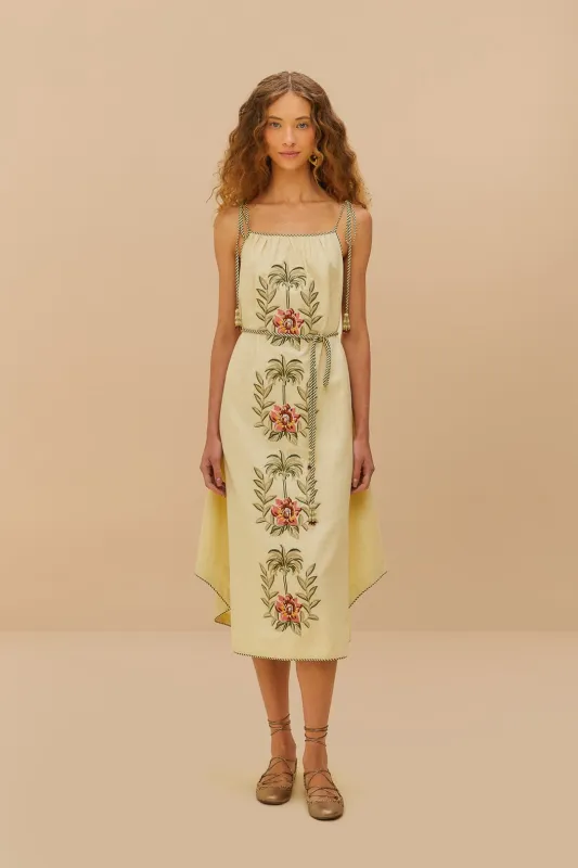 Sand Tropical Flower Embroidered LENZING™ ECOVERO™ Euroflax™ Maxi Dress sold by FARM Rio