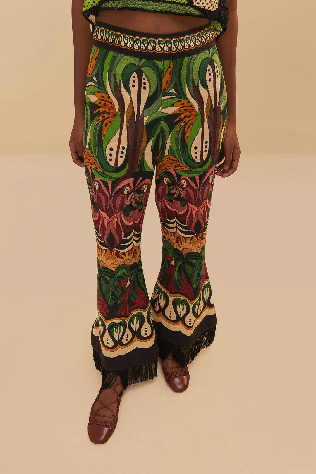 Green Coconut Tree Flow LENZING™ ECOVERO™ Euroflax™ Pants sold by FARM Rio product image thumbnail 2