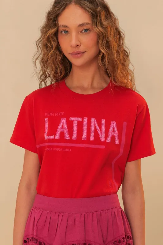 Red Latina T-Shirt sold by FARM Rio